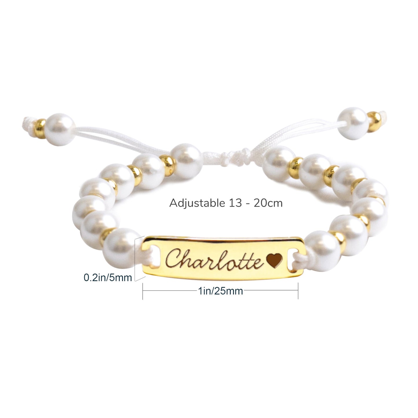 Pulsera de perlas personalizada con nombre de bebé